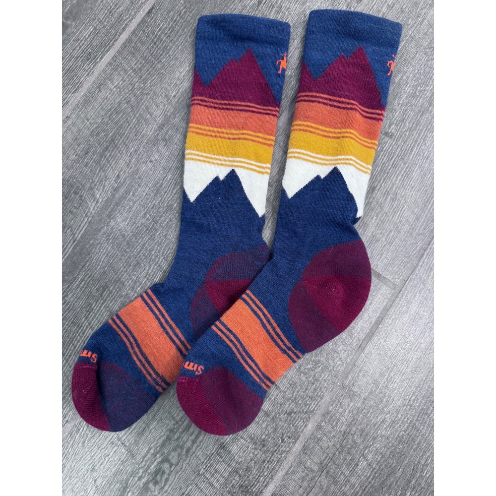 Smartwool Kids Ski‎ Light Cushion Over The Calf Socks Mountain Print Blue S